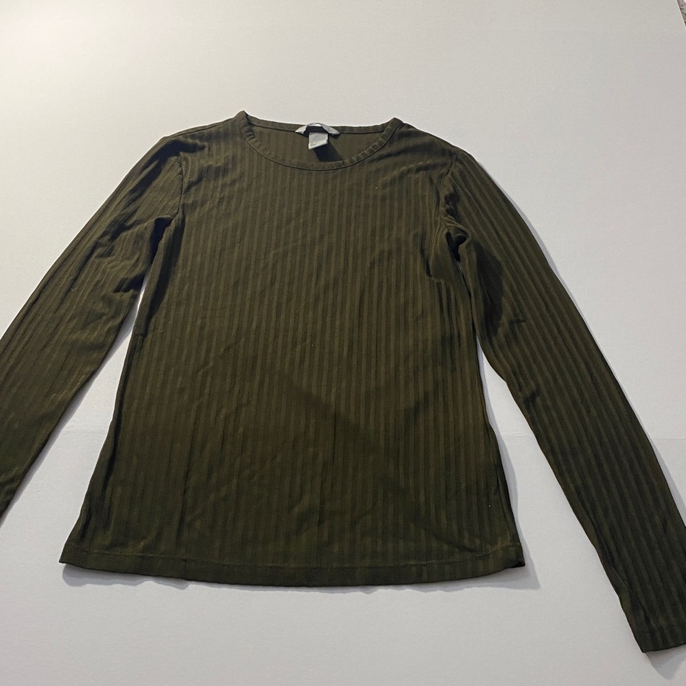 Olive Green Ribbed Women's Top
